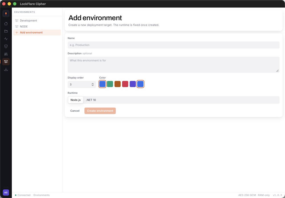 Adding an environment in LockFlare Cipher