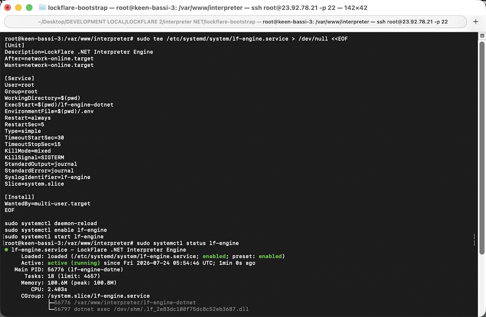 Installing and checking the systemd service