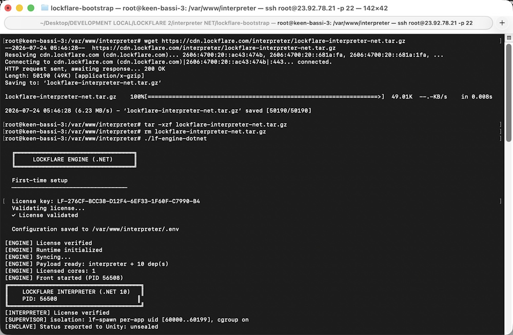 Entering the licence key on first run