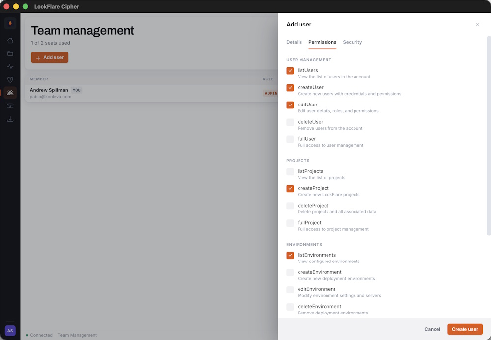Assigning permissions to a member