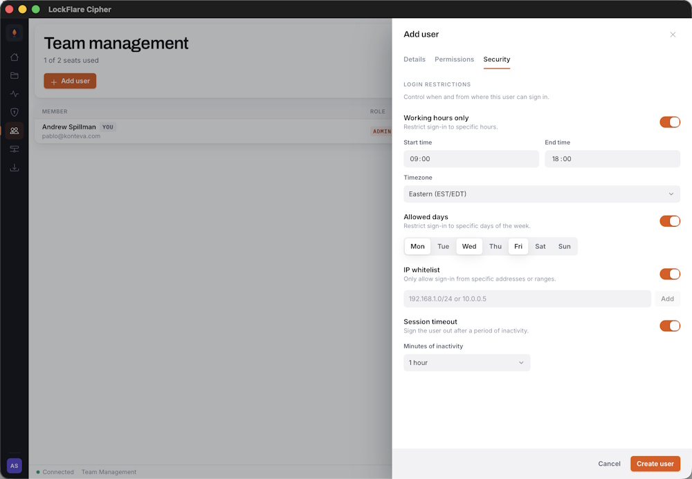 Setting login restrictions for a member
