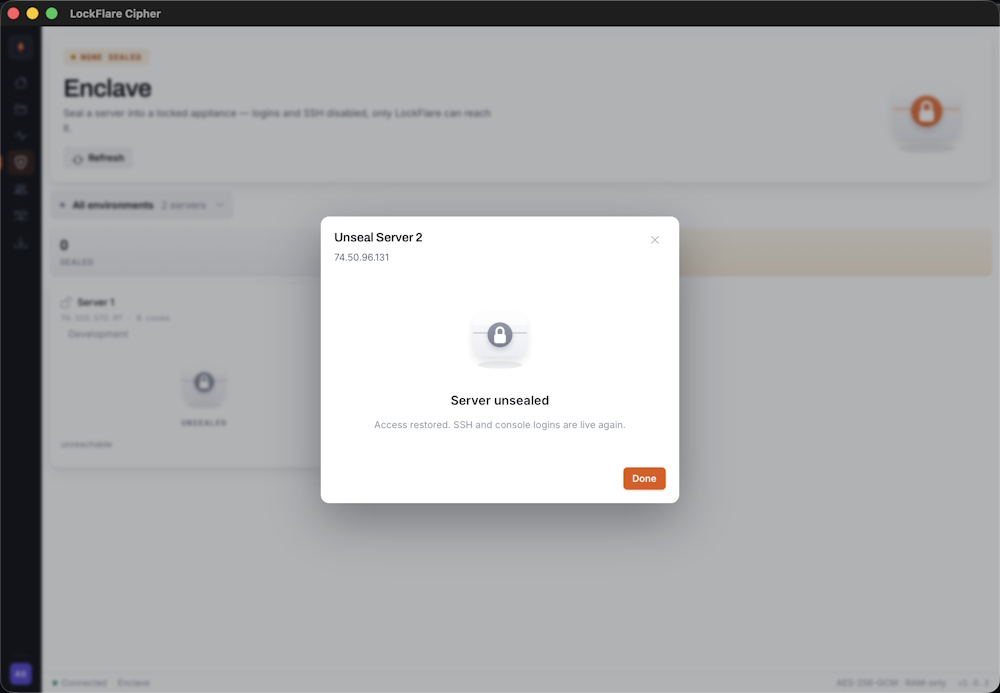 The unseal confirmation