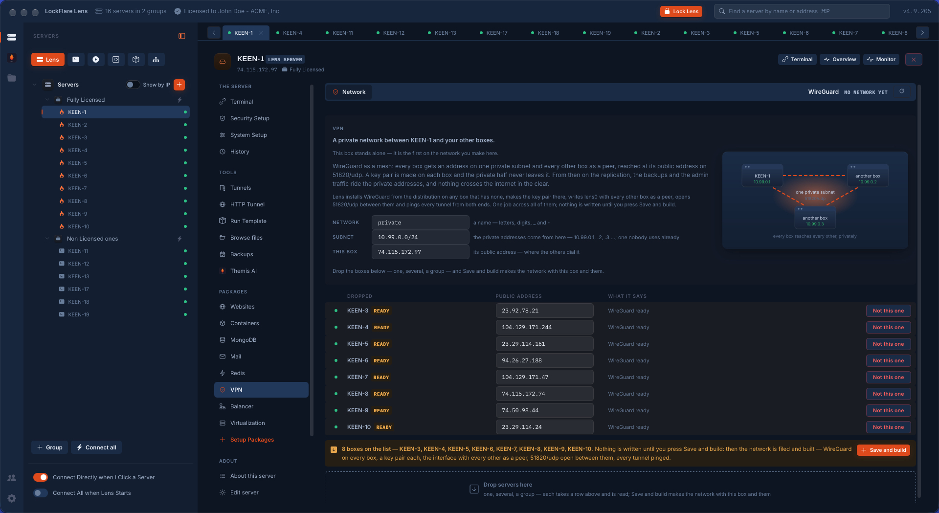 Eight servers dropped in
