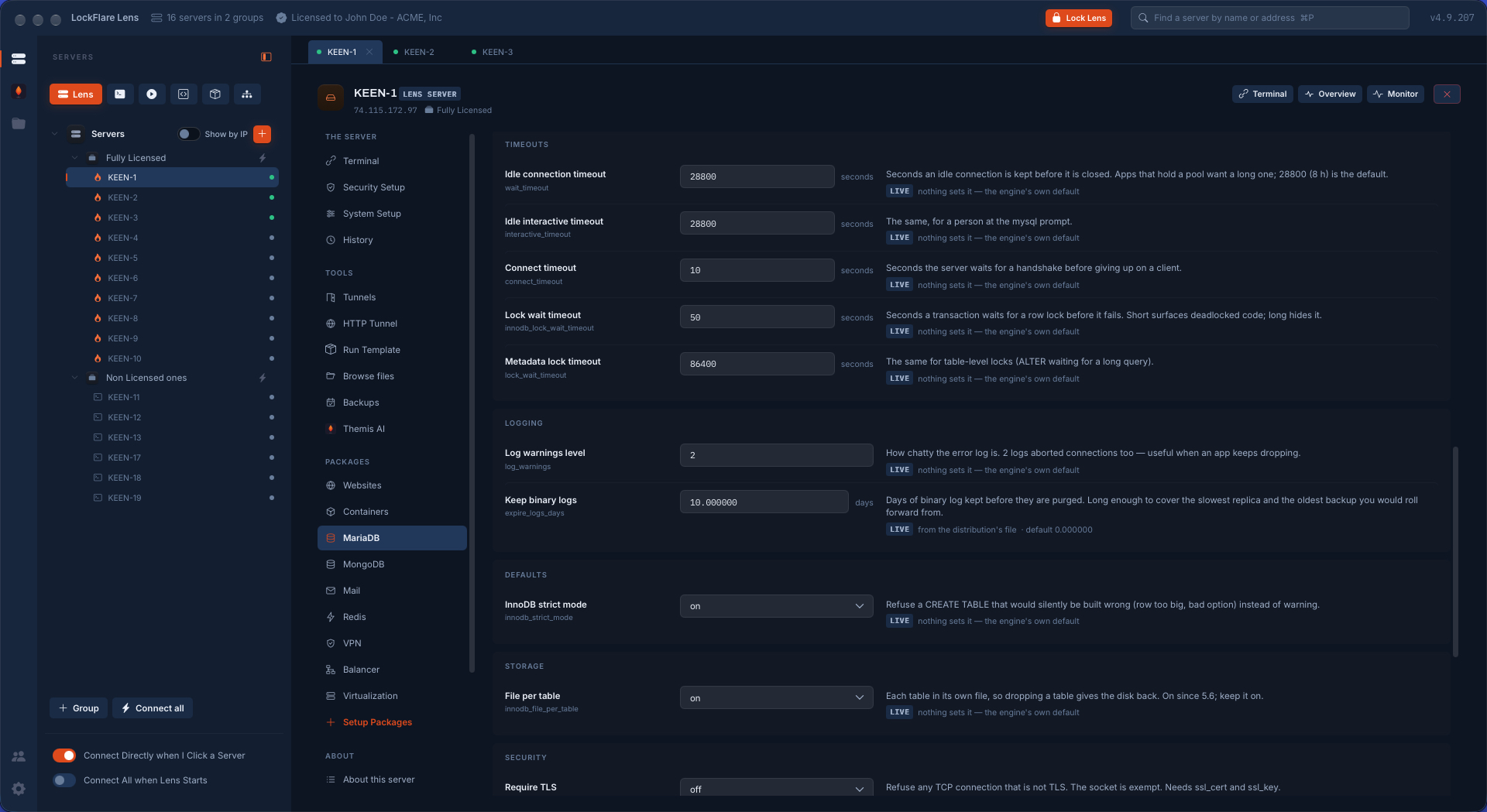 Timeouts, logging, defaults