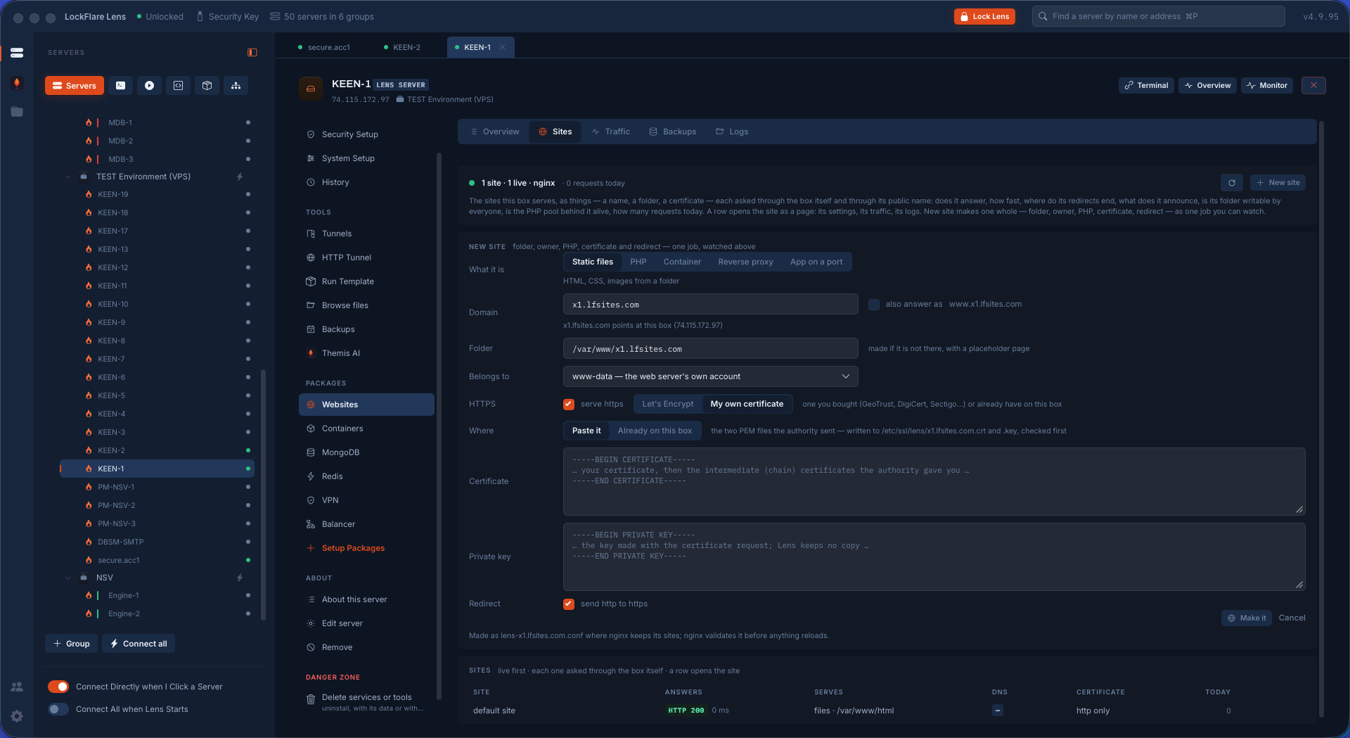 A new site, your own certificate