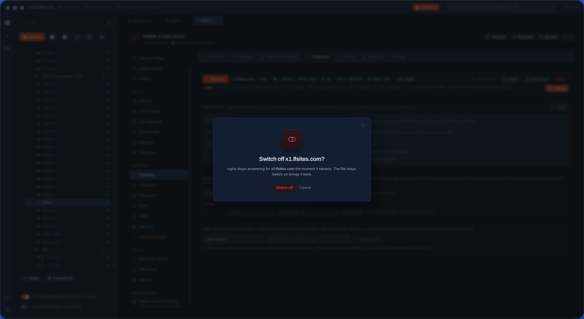A site switched off