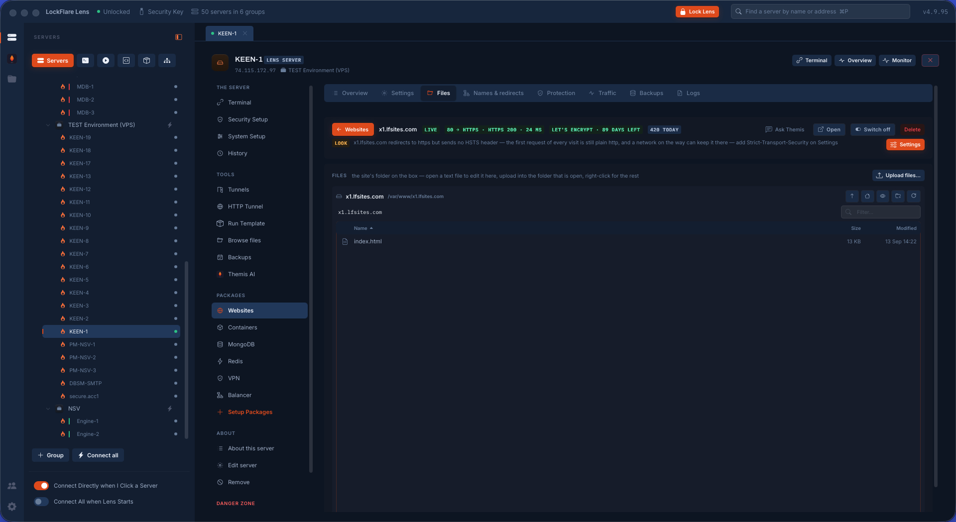 A site's files, no FTP