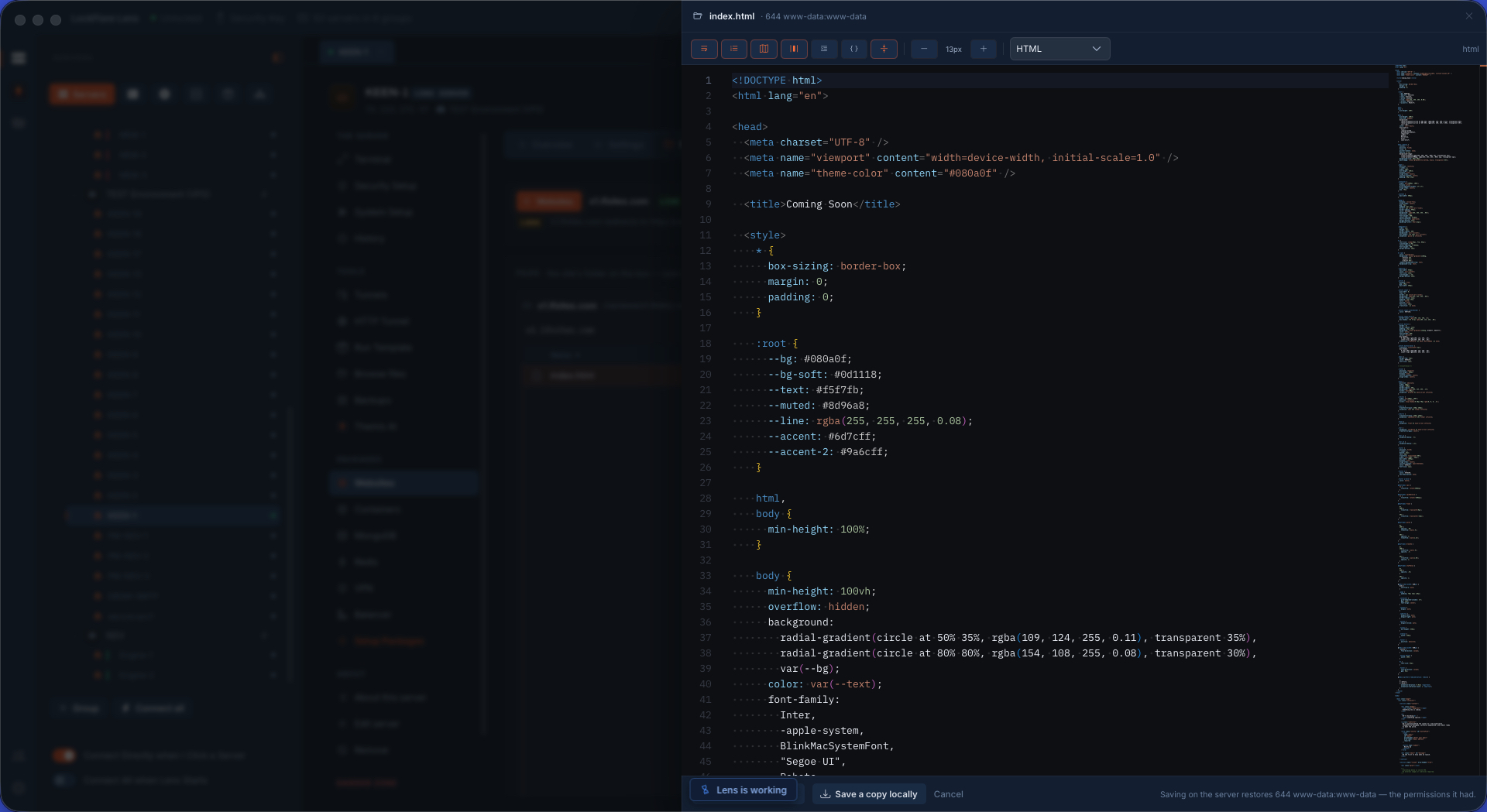 Code edited straight on the server