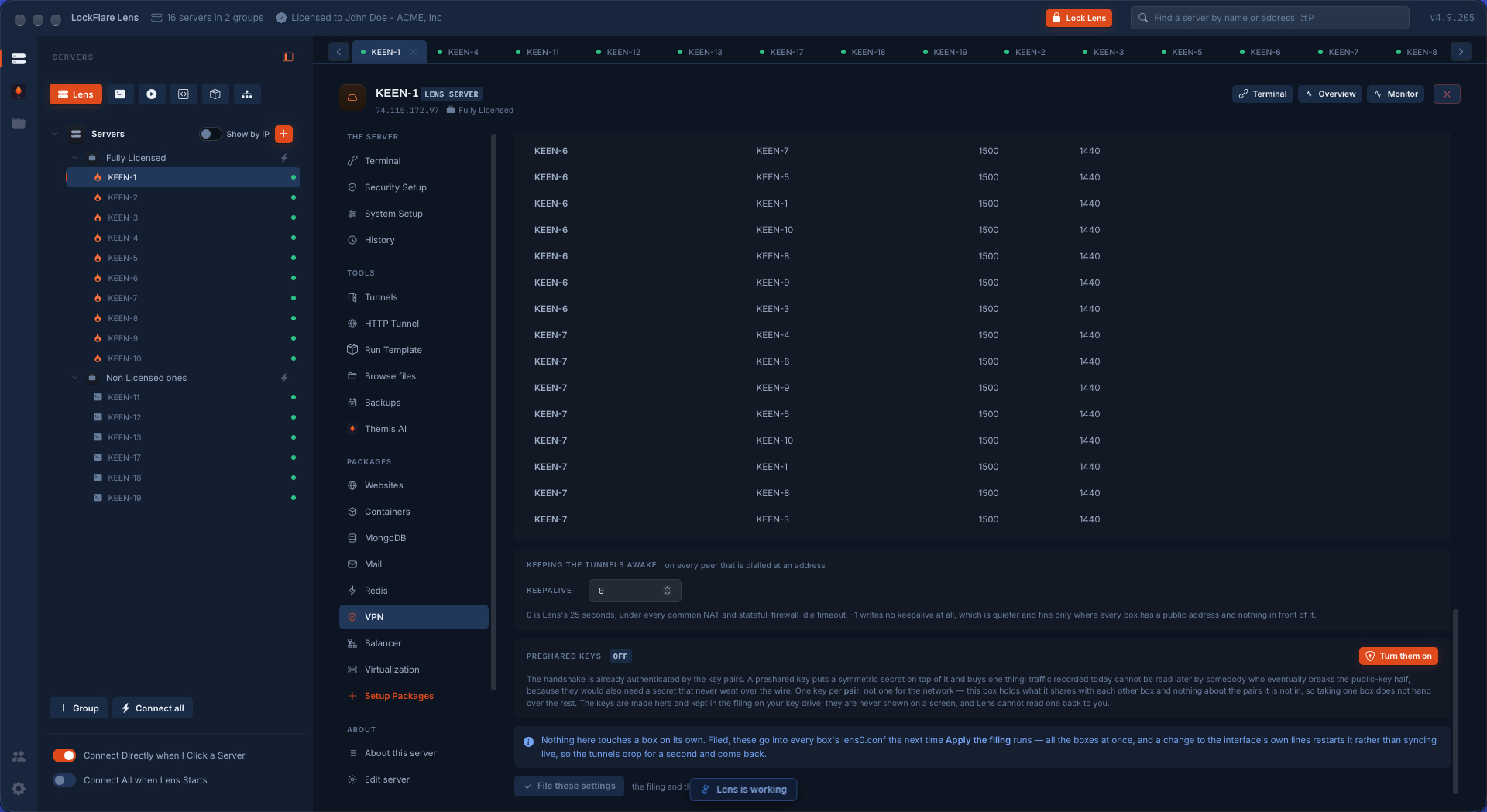 Keepalive and preshared keys